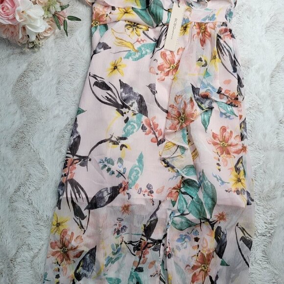 Bcbgeneration Aloha Floral Maxi Dress Pink NWT Size S - Picture 4 of 13